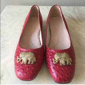 Elephant Brooch Leather Flats
